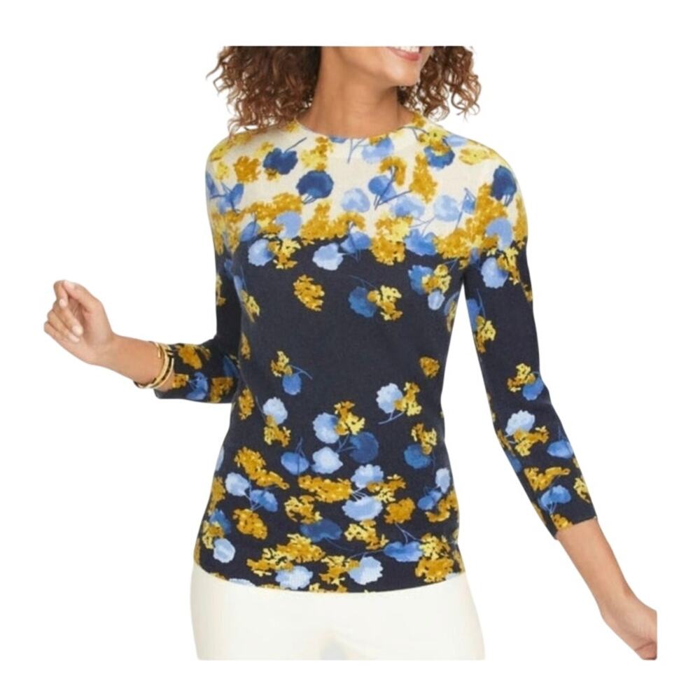 Talbots floral Cashmere Audrey sweater size xsmall